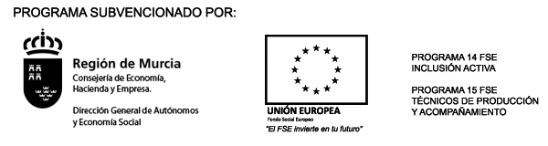 Programa subvencionado por: Región de Murcia. Unión Europea